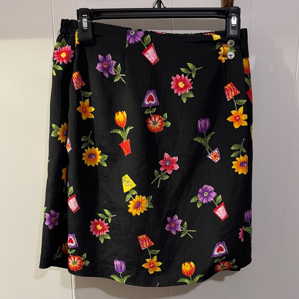 Vintage Kathie Lee Collection Black Skort with Colorful Floral Print